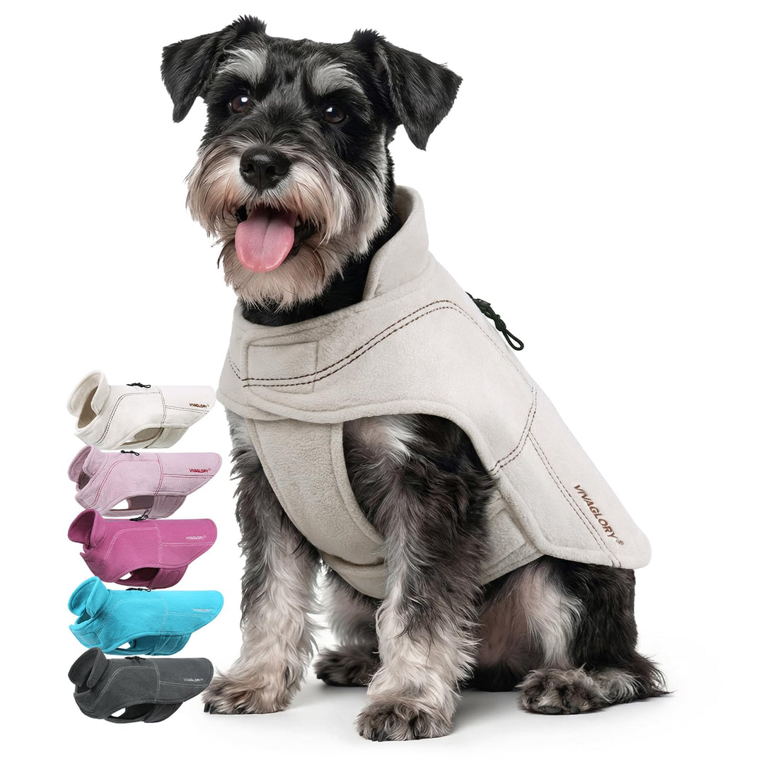 VIVAGLORY Softpad Wintermantel Hund, Hundemantel Fleecemantel Hund, Fleecejacke mit Bauchschutz, Fle