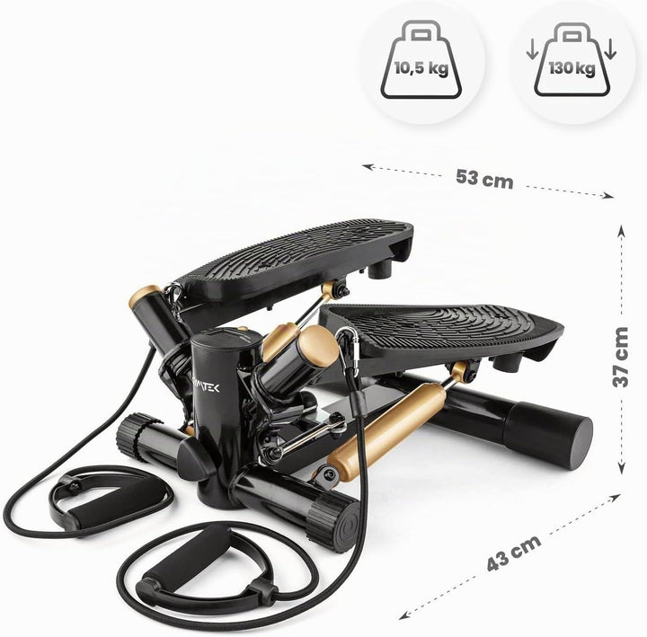 Gymtek XST500 Stepper, Drehstepper inkl. Expanderbänder - Twist Mini Stepper mit LCD, Schrittzähler