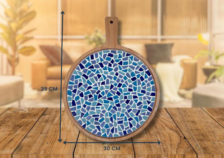 Little Creations Mosaik Bastelset Runde Servierbrett Blau | DIY set Erwachsene Mosaik Bastelset Rund