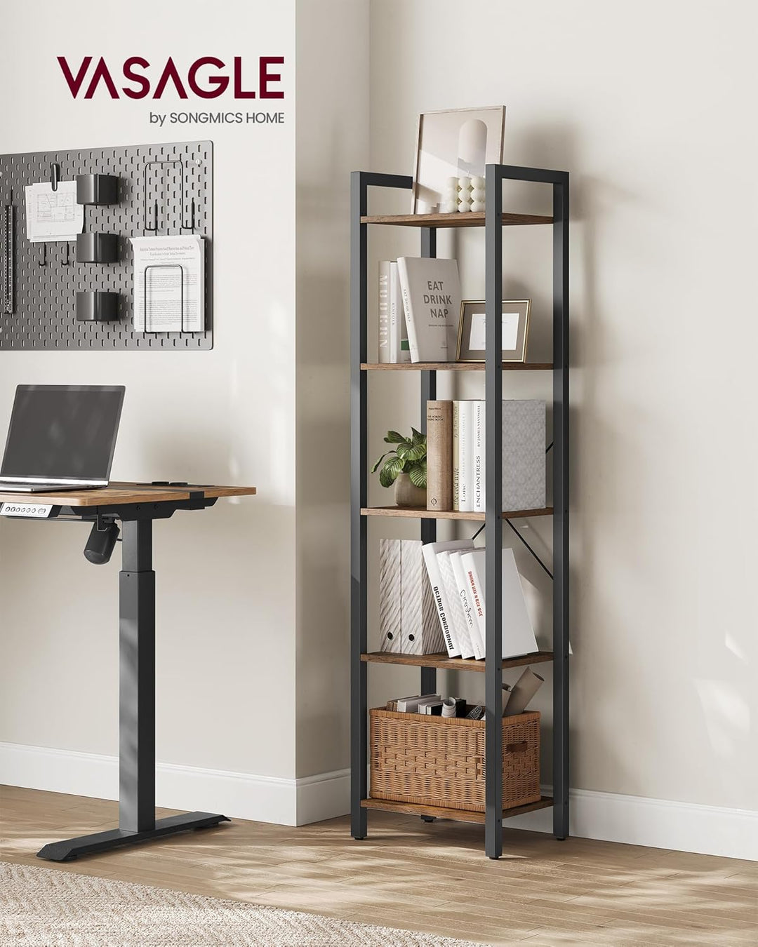 VASAGLE Regal, Bücherregal, Standregal, Aufbewahrungsregal mit 5 Ebenen, Industrie-Design, für Wohnz