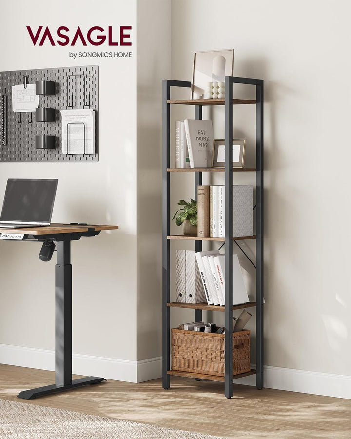 VASAGLE Regal, Bücherregal, Standregal, Aufbewahrungsregal mit 5 Ebenen, Industrie-Design, für Wohnz
