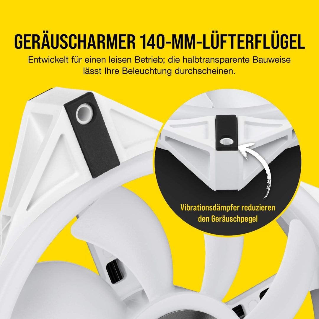 Corsair iCUE QL140 RGB, 140-mm-RGB-LED-PWM-Lüfter (68 Einzeln Ansteuerbare RGB-LEDs, Schwindigkeiten