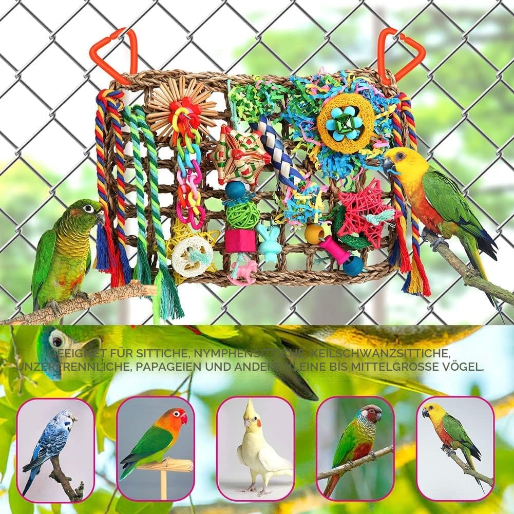 Vogelspielzeug und Vogelfutterspielzeug für Sittiche, Nymphensittiche