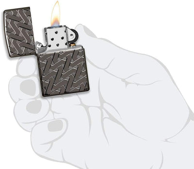 Zippo 49173 – Geometric Weave Design - Armor Black Ice - Sturmfeuerzeug, nachfüllbar, in hochwertige