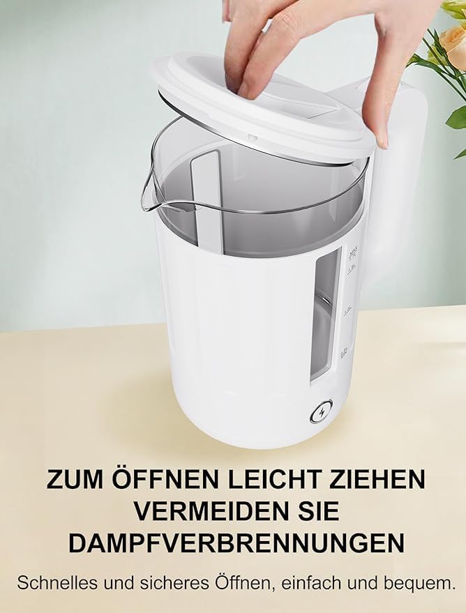 Hopzty Wasserkocher 1,7 Liter 2200 W | Wasserkocher mit automatischer & manueller Abschaltung | mit