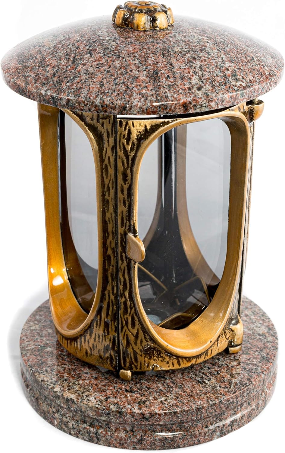 Stilvolle Grablaterne Elégant Granit Paradiso Höhe 23 cm/Ø 15 cm Grableuchte Grablicht Grablampe Gra