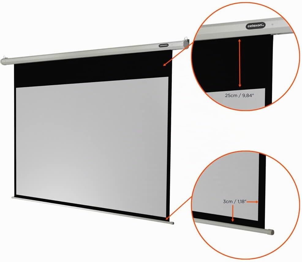 celexon Economy Motor-Leinwand 70" | 160x90 cm 16:9 | elektrische 4K,Full-HD Beamer-Leinwand für Bür