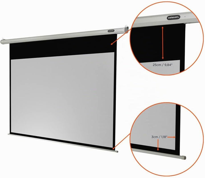 celexon Economy Motor-Leinwand 70" | 160x90 cm 16:9 | elektrische 4K,Full-HD Beamer-Leinwand für Bür