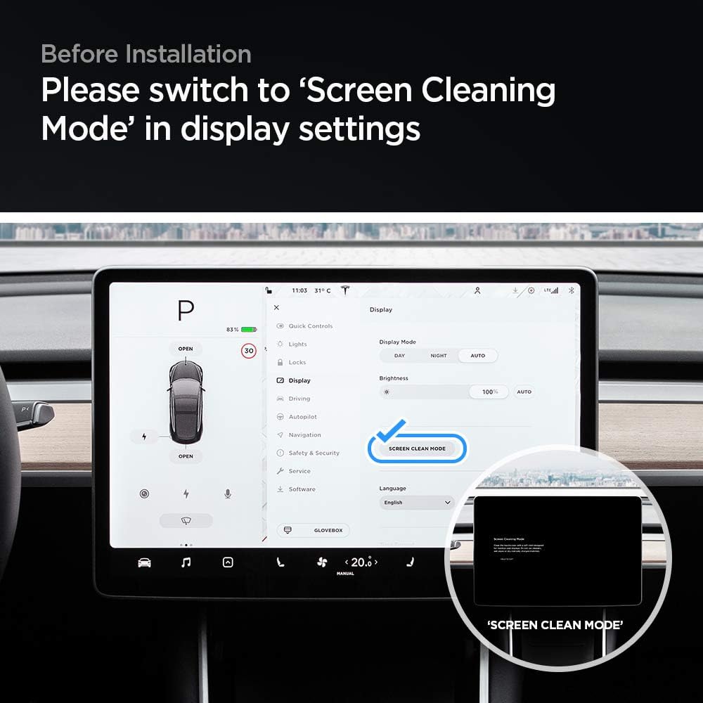 Spigen Glas.tR EZ Fit Schutzfolie kompatibel mit Tesla Model 3 / Y, Schablone für Installation entha