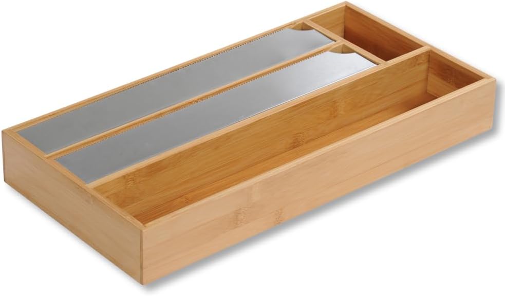 Kesper Folienspender aus FSC-zertifiziertem Bambus – 3-in-1 Organizer für Alufolie, Frischhaltefolie
