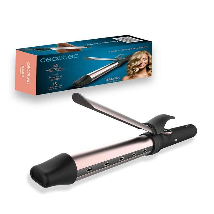 Cecotec Lockenstab Bamba SurfCare Curly Sphere. 28 mm Zylinder aus Keramik und Turmalin, Weniger Fri