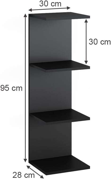Vicco Wandregal Paolo, Schwarz, 30 x 95 cm Schwarz 95 cm, Einzel, Schwarz 95 cm, Einzel