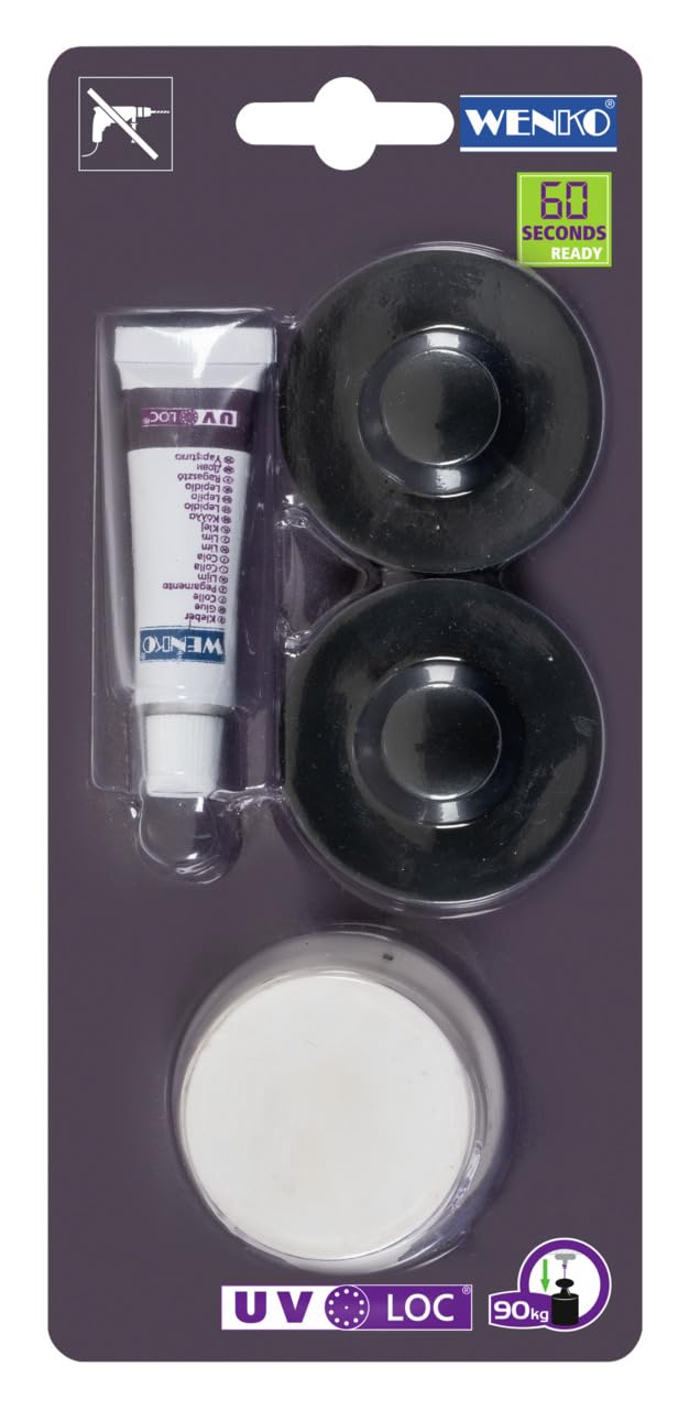 WENKO Befestigungsset, 2 Adapter passend für Verschiedene Drahtserien inkl. Spezialkleber Lampe, Bef