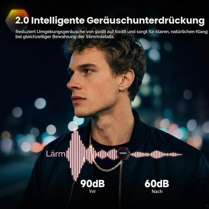 SYNCO G4 Wireless Lavalier Mikrofon kabelloses Mikrofons, 2.4 GHz mit 200 m Reichweite 2,0 Geräuschu