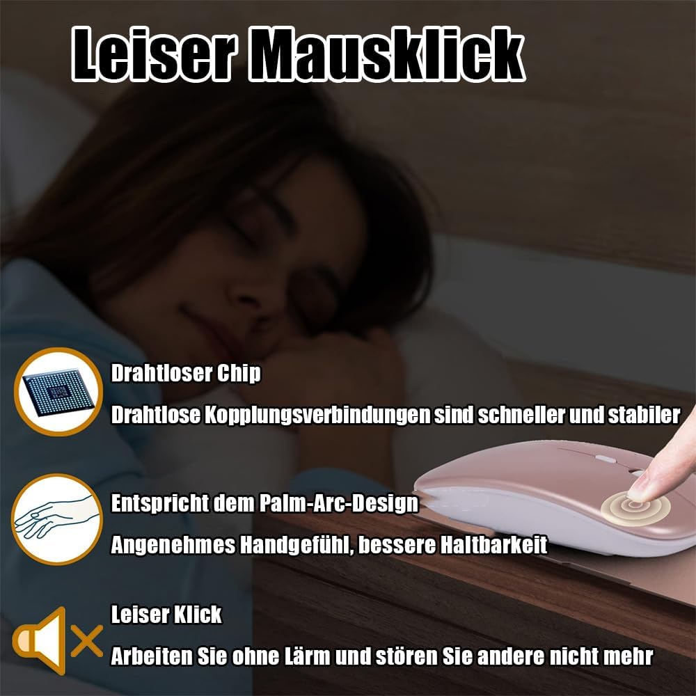 Bluetooth Tastatur Kabellos, Maus Tastatur Sets,Funktastatur Mit Maus Mini Tastatur Ultra-Dünn Wirel