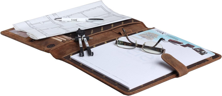 Greenburry Vintage Leder-Schreibmappe A4 - Dokumentenmappe verschliessbar - 33 x 26 x 2,5 cm