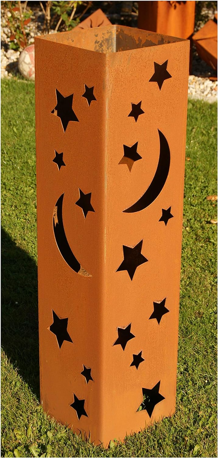 Feuersäule Sternenzauber Edelrost Rost Metall Gartendeko Garten Stele Fackel Feuer Säule
