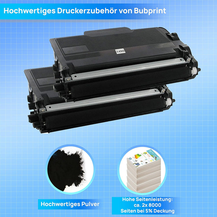 2 Toner kompatibel als Ersatz für Brother TN3480 für HL-L5100DN HL-L5100DNT HL-L5100DNTT MFC-L5750DW