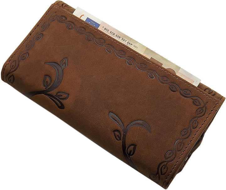 myledershop Grosse Büffel-Vollleder Damen Geldbörse/Geldbeutel/Portemonnaie/Geldtasche mit Colibri-M