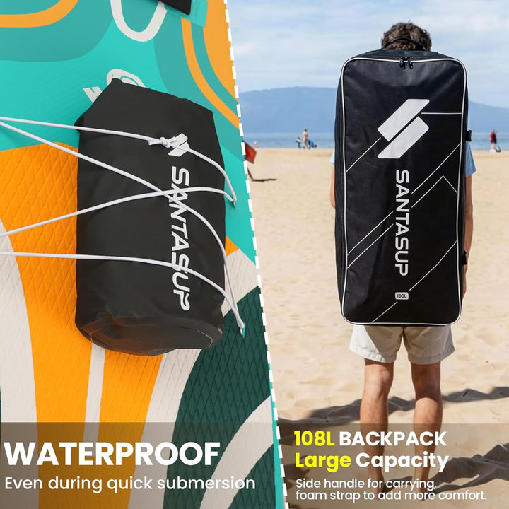 SantasupAufblasbares Stand Up Paddle Board 320/335cm Surfbrett SUP Komplettes Paddleboard Zubehör Ve