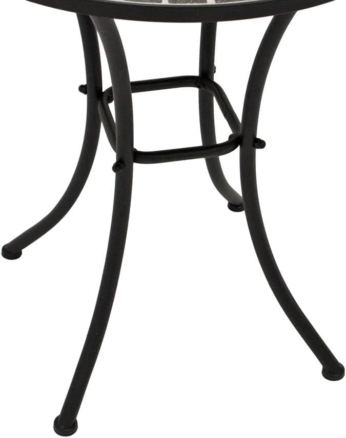 DEGAMO Bistrotisch Mosaiktisch Siena 60cm rund, Gestell Metall schwarz, Tischplatte aus Keramik in M
