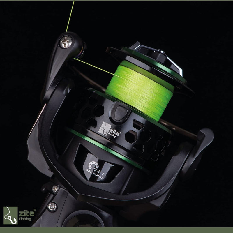 Zite Fishing Spinn-Angel-Set | Spinning Reel 3000 7+1BB | Raubfisch-Rolle | 2 Alu-Spulen | Geflochte