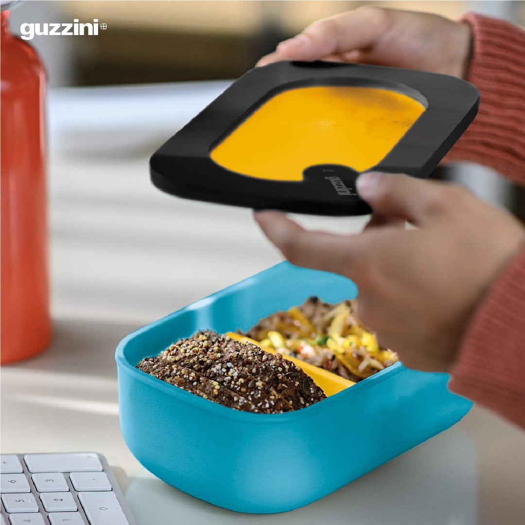 Guzzini - On The Go, STORE&GO Set Lunchbox mit Reisebesteck - Ocker, 20 x 12 x h7 cm | 900ml - 17110