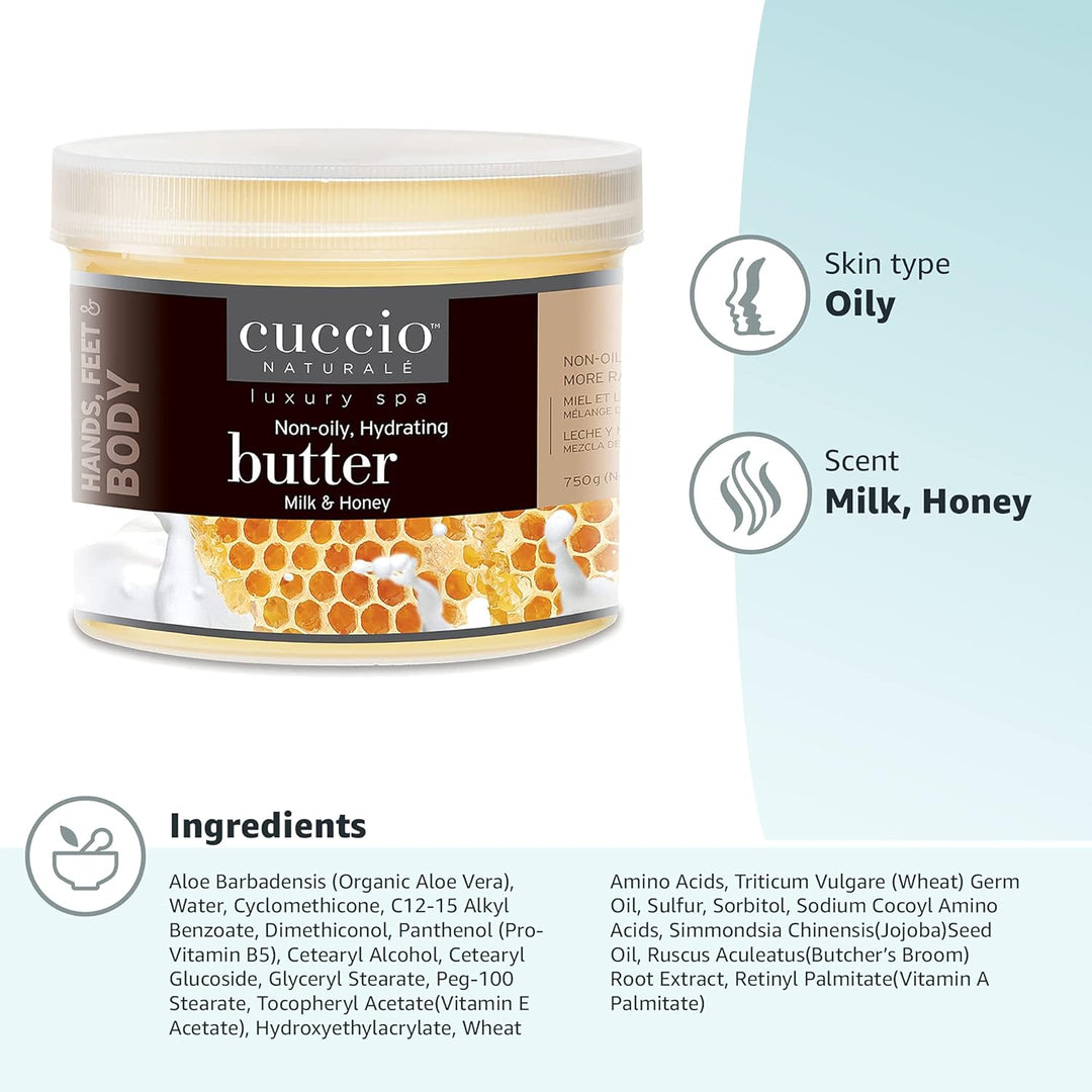 Cuccio Natürliche Buttermischungen, Milch und Honig, 750 g 26 oz Milch und Honig, 26 oz Milch und Ho