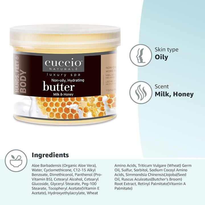 Cuccio Natürliche Buttermischungen, Milch und Honig, 750 g 26 oz Milch und Honig, 26 oz Milch und Ho