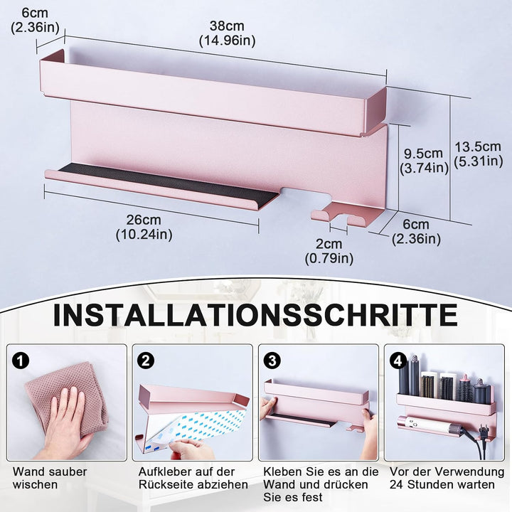 Föhnhalter Wand Ohne Bohren, Föhn und Glätteisen Halterung Für Styler Lockenstab Zubehör, Fönhalteru