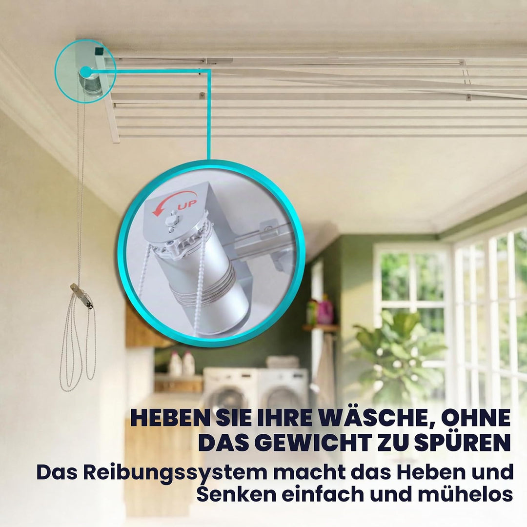 Foxydry Mini Deckenständer, vertikaler Wäscheständer, zusammenklappbar in Aluminium und Stahl 152x54