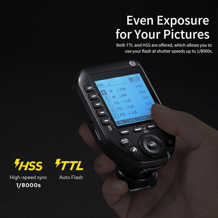 Godox XProII-N Drahtloser Blitzauslöser für Nikon Kamera, 1/8000s HSS TTL Konvertierung, manuelle TC
