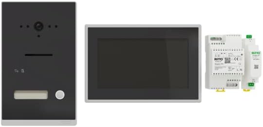 Schneider Electric Ritto Video-Gegensprechanlage, TwinBus IP Set mit App, 7 Zoll HD Monitor, 1-Famil