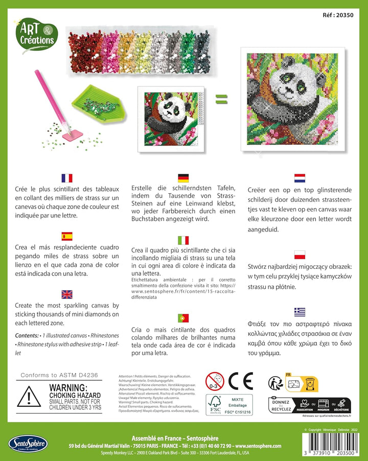 Sentosphère 3920350 Bastelset Strassstein-Bild, Motiv Panda, Kreativ-Set, DIY für Kinder und Erwachs