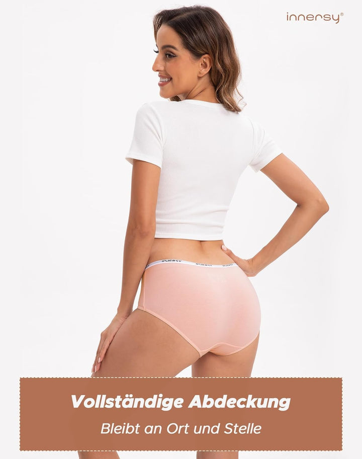INNERSY Unterhosen Damen Baumwolle Slips Mehrpack Hipster Bequem Unterwäsche 6er Pack, Brights