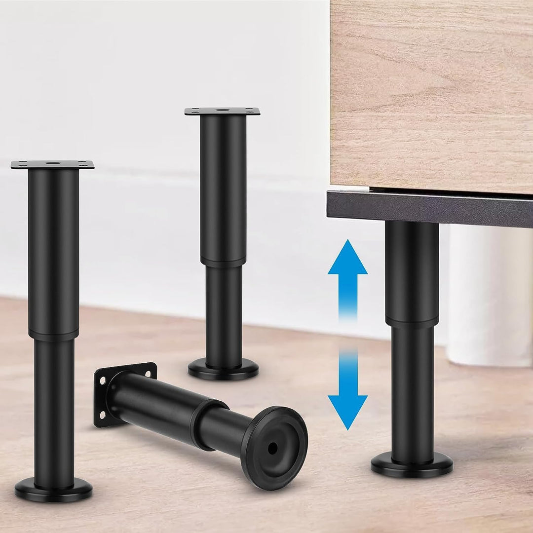 EURXLQ 4 Verstellbare Möbelfüsse Schwarz,18-30cm Tischbeine Metall Füsse für Möbel,rutschfest,Rostbe