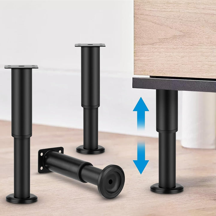 EURXLQ 4 Verstellbare Möbelfüsse Schwarz,18-30cm Tischbeine Metall Füsse für Möbel,rutschfest,Rostbe
