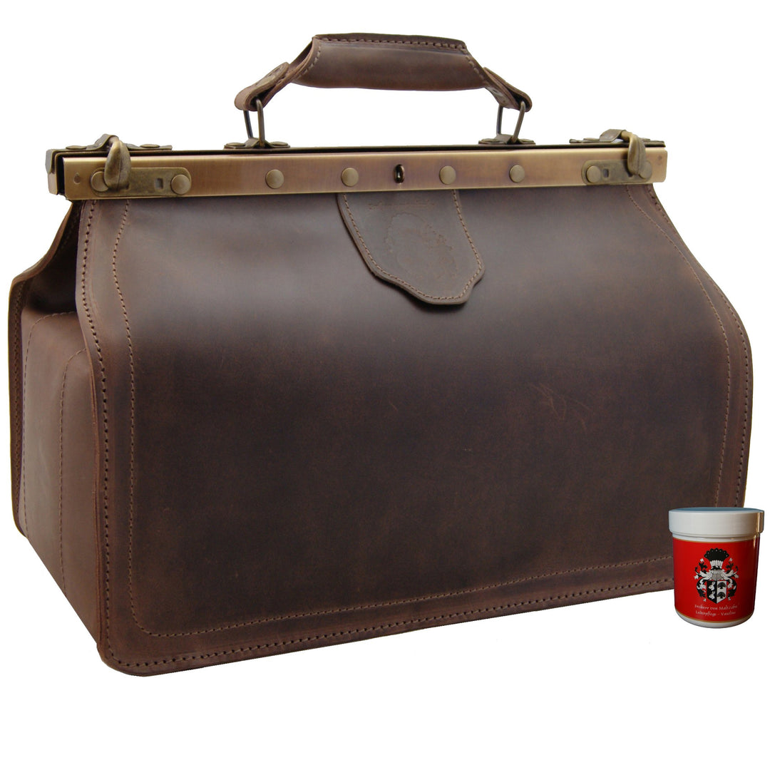Freiherr von Maltzahn Doktortasche PARACELSUS aus Leder mit Innentaschen, Made in Germany, inkl. Led