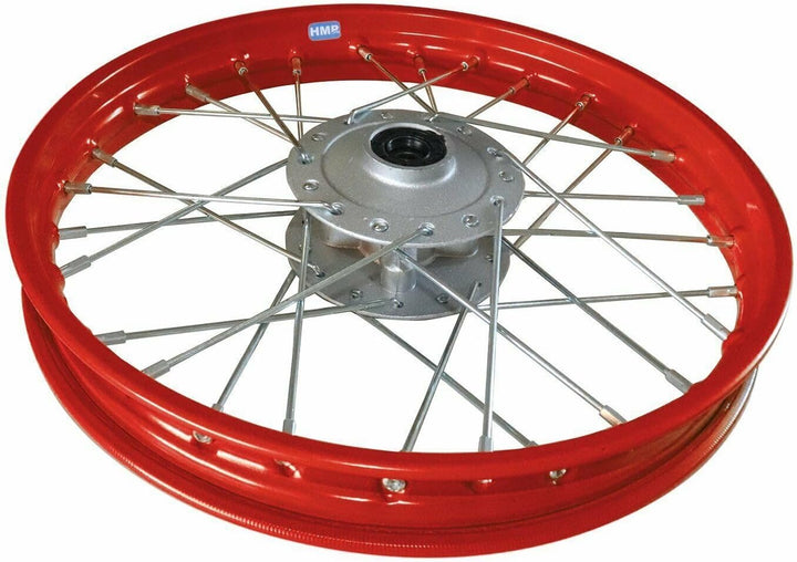 HMParts Stahl Felge 14 Zoll vorne Rot Geeignet für fast alle Modelle mit 12 mm Achse Dirt Bike, Pit