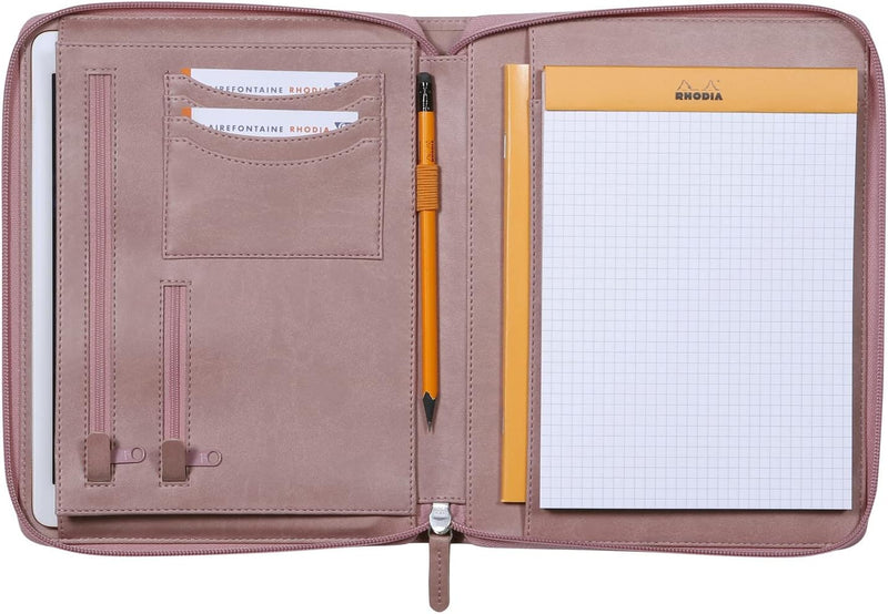 Rhodia 168108C - Konferenzmappe Rhodiarama 19,5x25,5 cm, mit Etui, dehnbare Haupttasche, 2 flache Re