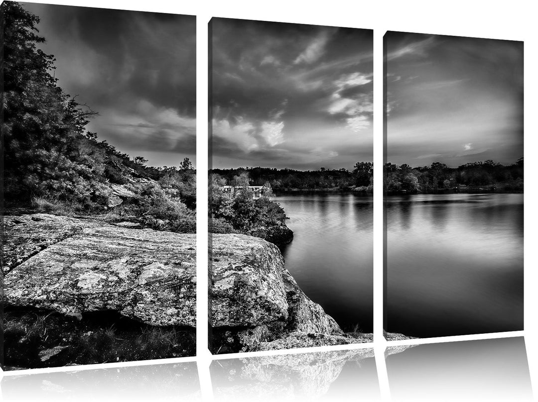 Pixxprint Lila Seelandschaft als Leinwandbild/Grösse: 3 Teilig (120x80) cm/Wandbild/Kunstdruck/ferti
