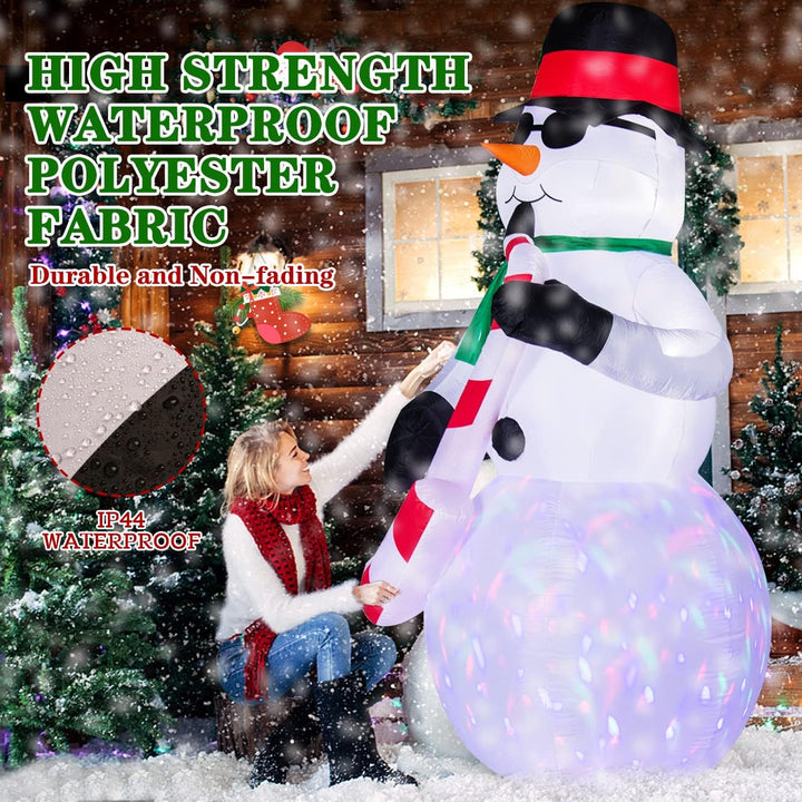 GlobaLink Aufblasbarer Schneemann XXL 2,4M/7,8FT, Weihnachtsdekoration aufblasbar Weihnachtsmann mit