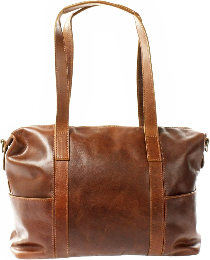 LECONI Shopper Vintage-Look Damen Henkeltasche Schultertasche Echt-Leder Natur Damentasche Ledertasc