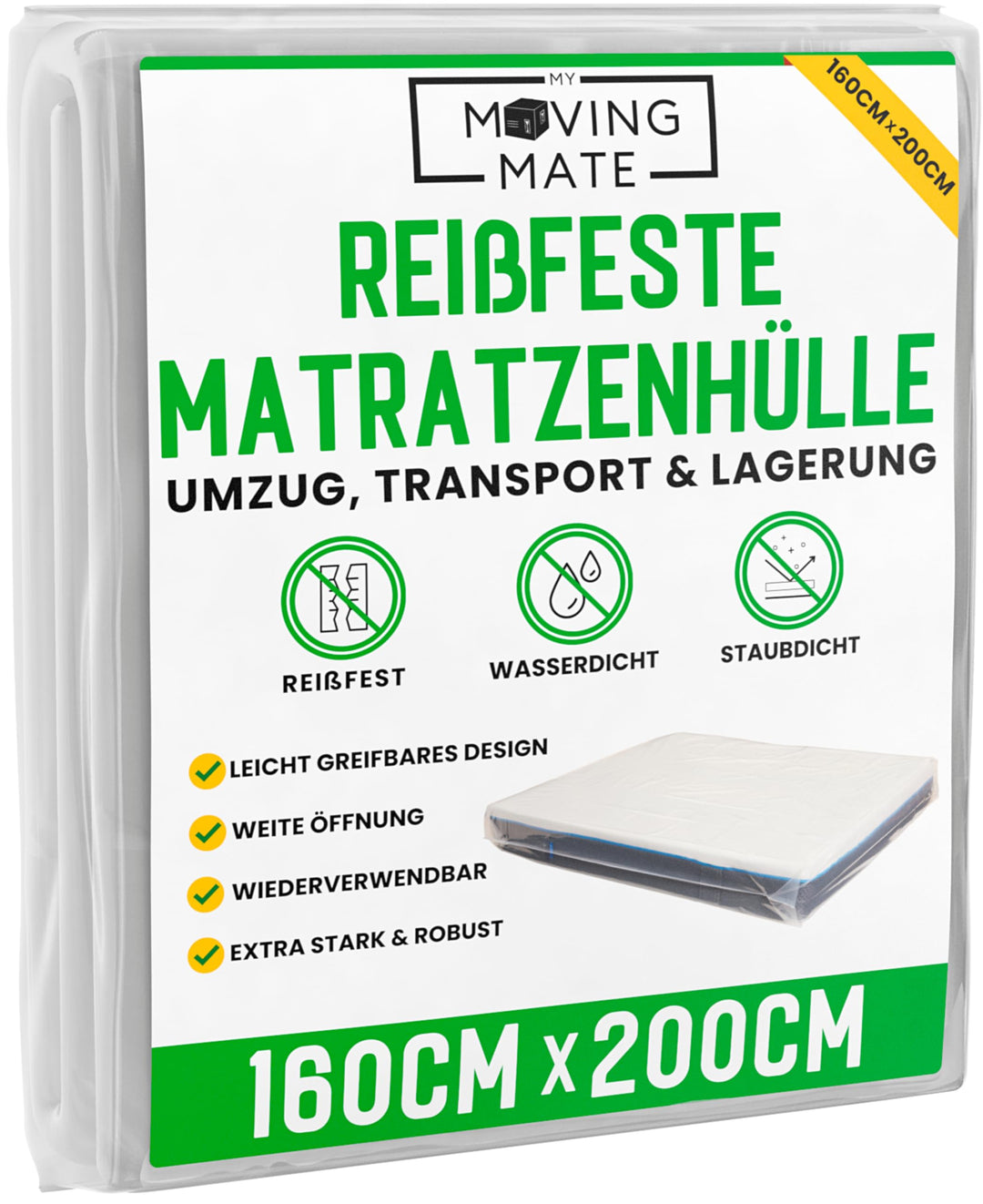 Matratzenhülle 160 x 200 cm für Umzug und Lagerung – Schutzhülle für Matratzen 160x200 – Matratzenhü