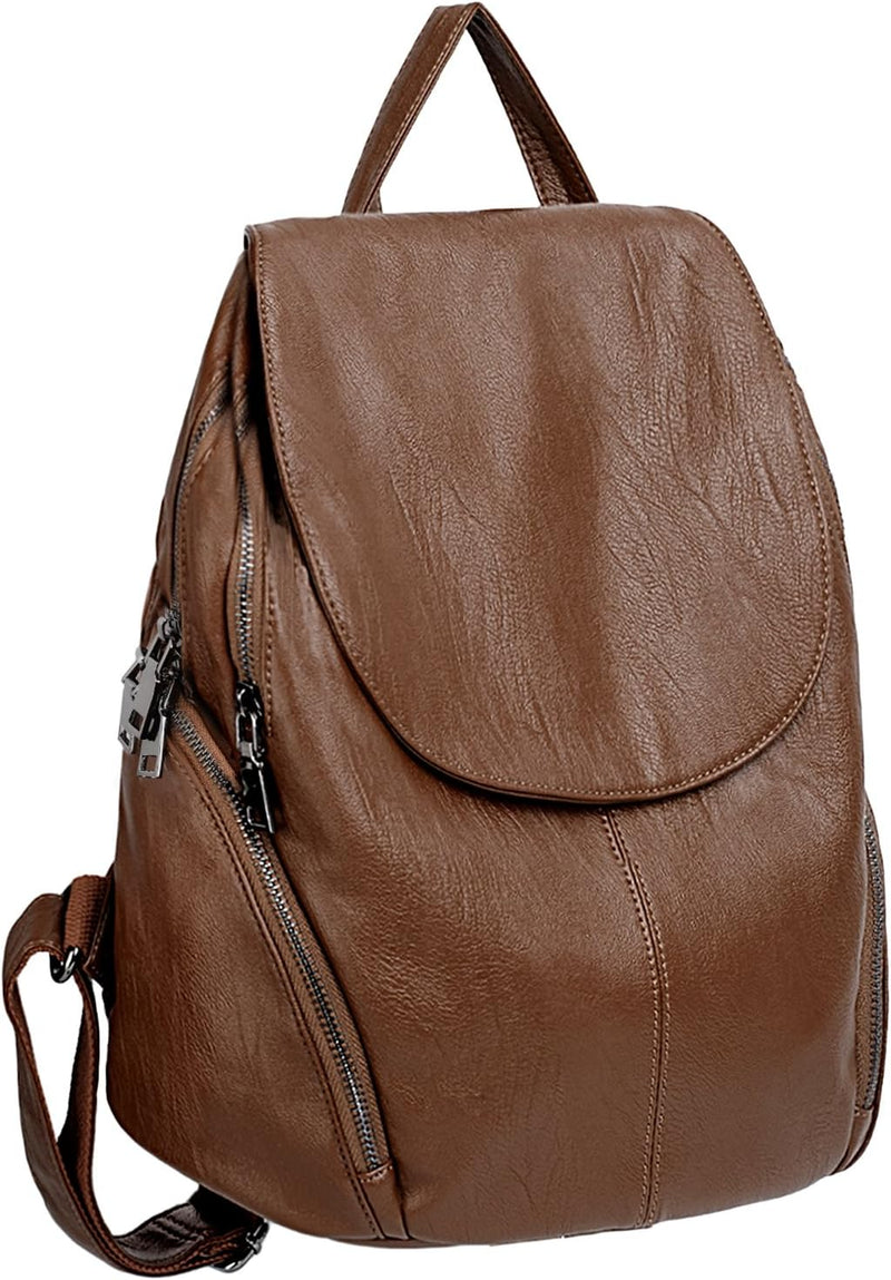 UTO Damen Rucksack gewaschenes PU Leder Reisetasche Grosse Kapazität Für Frauen Schultertasche Multi