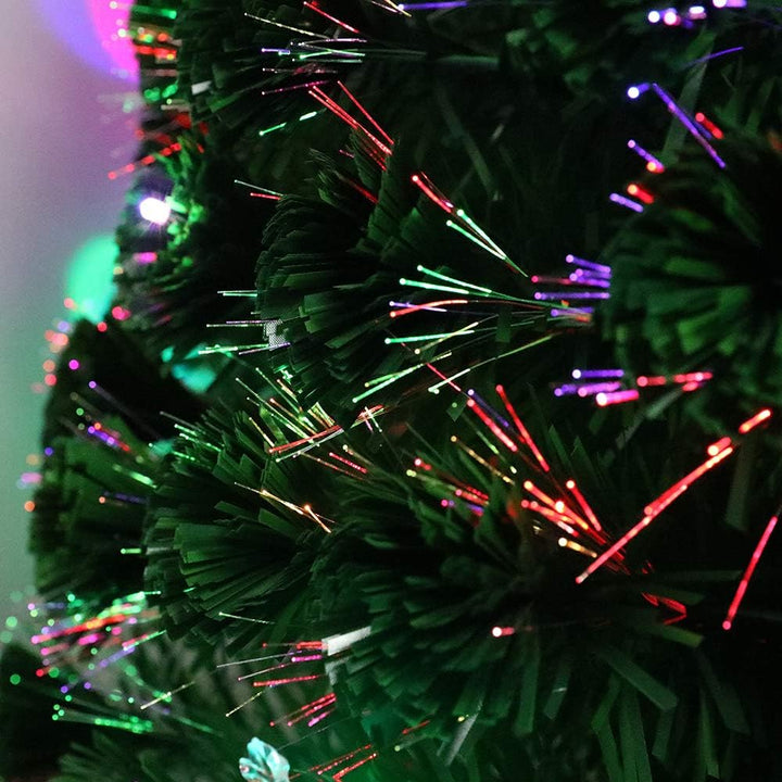 Aufun Weihnachtsbaum Künstlicher 120 cm mit LED Glasfaser und Schneeflocken Weihnachtsdeko Christbau