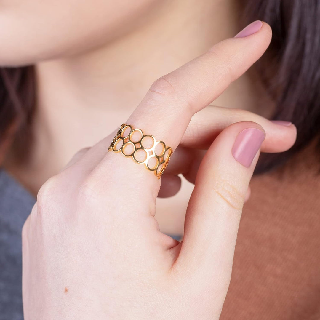 Offener Statement Ring Damen • Chunky Cuff Ring • Edelstahl Schmuck mit geometrischem Design • verst