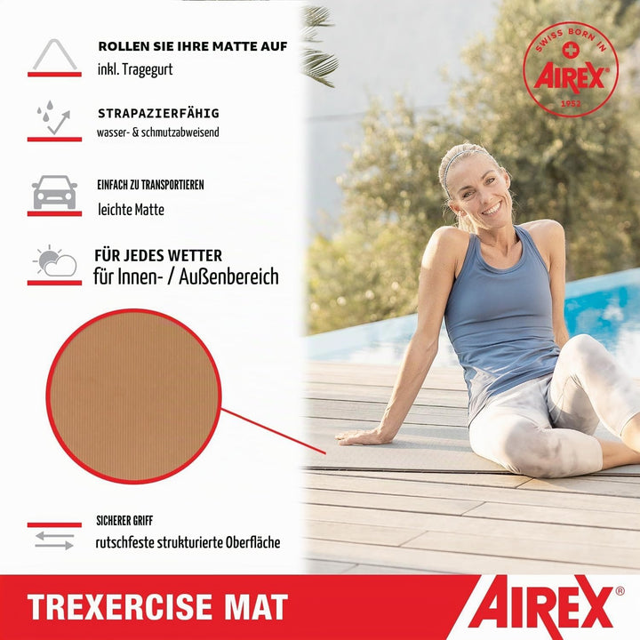 Airex TrExercise Gymnastikmatte | Recycelte Materialien | Inkl. Tragegurt | 0,6 cm Stärke | 60 cm Br