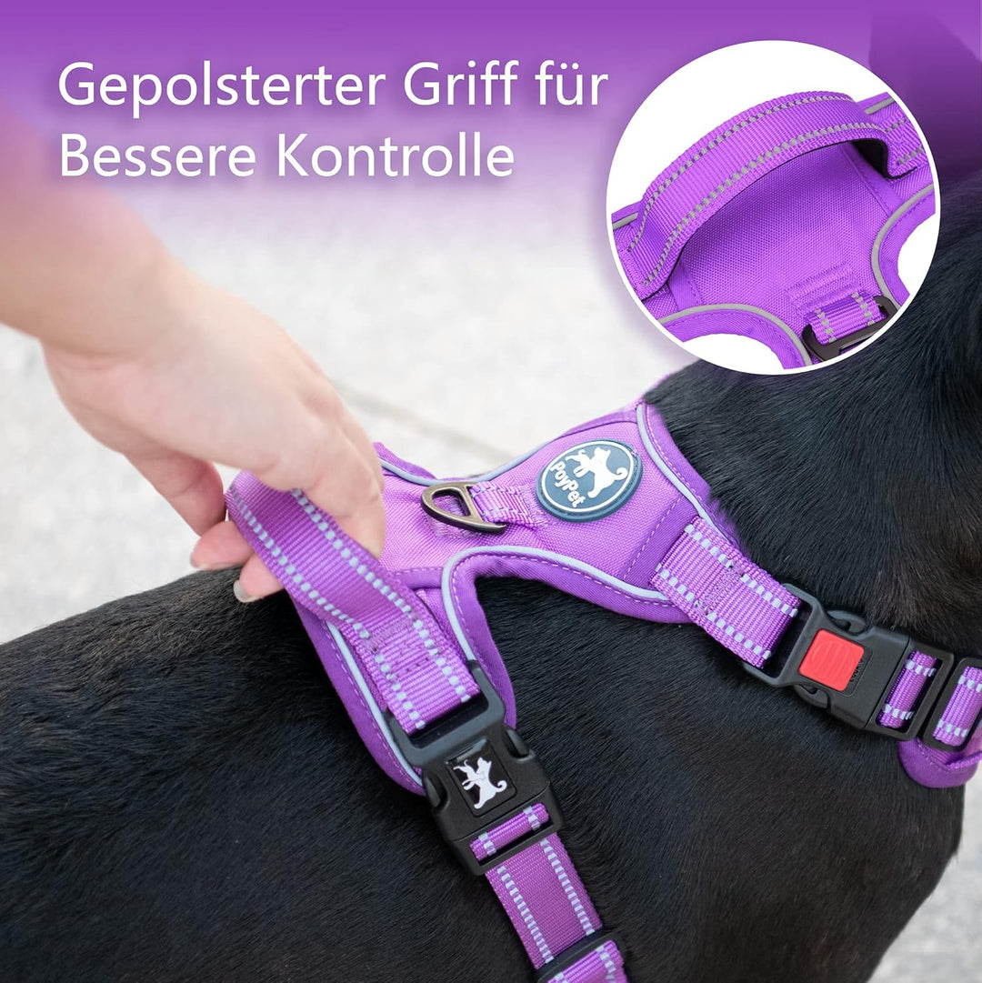PoyPet Hundegeschirr ohne Zug, Reflektierendes Hundegeschirr für grosse Hunde ohne Würgen, verstellb