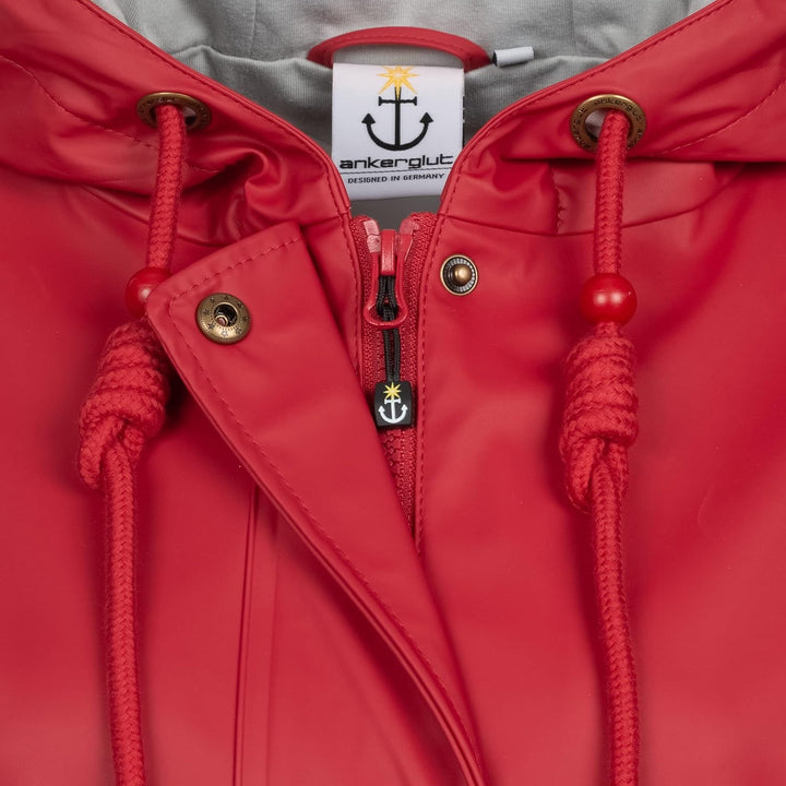 Ankerglut Damen Damen Friesennerz Regenmantel Regenjacke mit Kapuze Gefüttert Wasserdicht Wetterfest